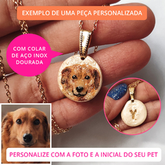 Pingente do Seu Pet Personalizado com Argola Inox Dourada