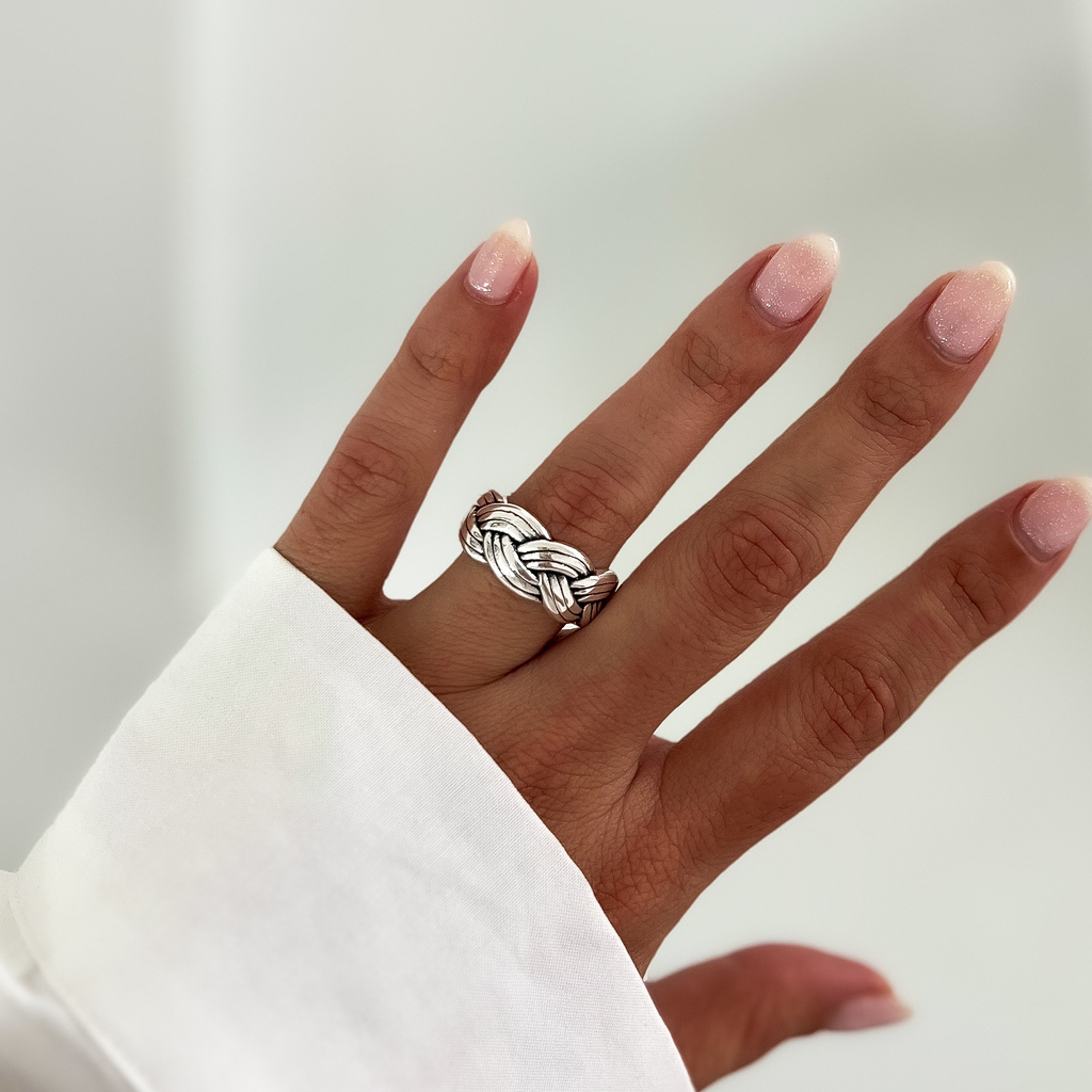 Anillo Cruzado Plata Inflada Ponte Bella Mayorista