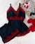 Baby Doll luxo francesa preto com vermelho
