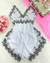 Baby doll luxo - BRANCO COM PRETO chantilly