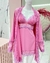 Kit robe camisola luxo/ camisola sem bojo - ROSA COM LILÁS