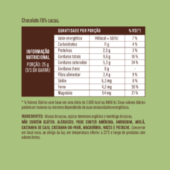 Chocolate 70% & NADA MAIS - VEGANO, ZERO LACTOSE, SEM GLÚTEN - AMEIzi Chocolate