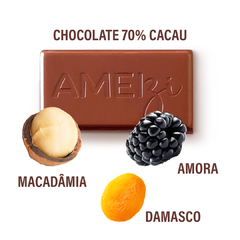 Chocolate 70% Cacau com Amora, Damasco e Macadâmia - VEGANO, ZERO LACTOSE, SEM GLÚTEN - Tchau cansaço. BEM-VINDA DISPOSIÇÃO - comprar online