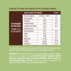 Chocolate 70% Cacau com Acerola, Amêndoas e Castanhas-do Pará - VEGANO, ZERO LACTOSE, SEM GLÚTEN - Bye bye stress. HELLO RELAX na internet