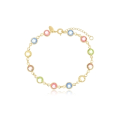 Pulseira Colorida Banhada a Ouro 18k