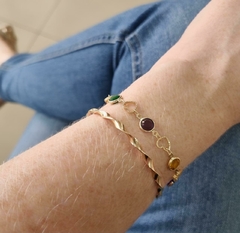 Pulseira Color e Coração Banhada a Ouro 18k