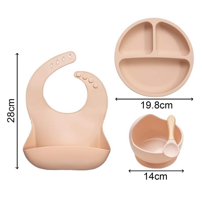 Kit Alimentação Em Silicone Desenho Animado Dinossauro – Anjoy Baby