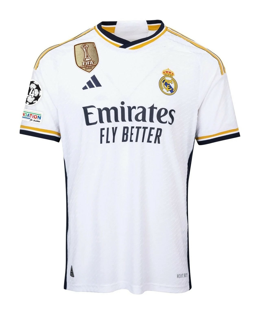 Camisa Real Madrid I 2023 24 Torcedor Masculina Branca