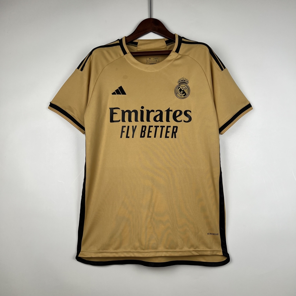 Camisa Real Madrid 2023 Torcedor Masculina Dourada