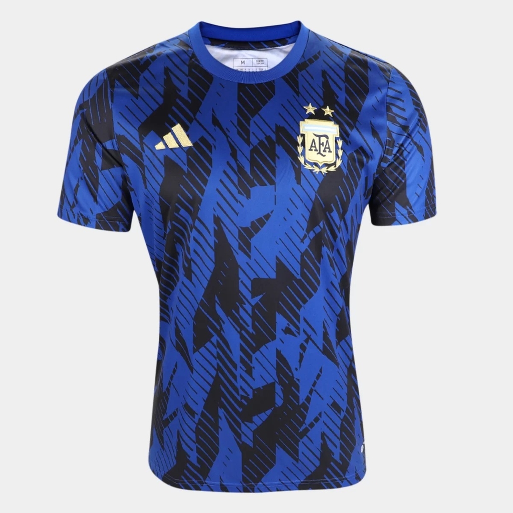 Camisa Argentina 2022 - Pré-Jogo Aquecimento - Preta e Azul