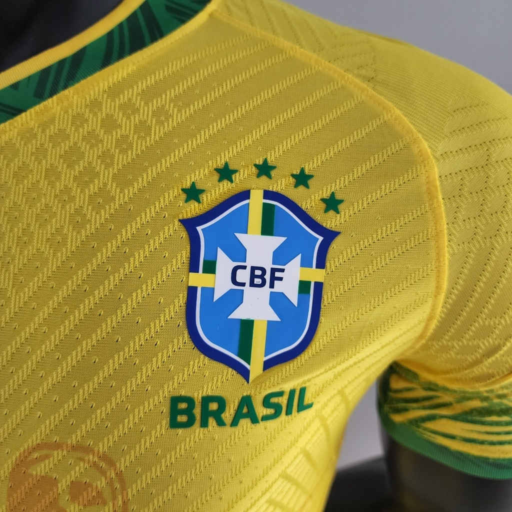 Camisa Brasil Conceitual Cristo Redentor 2022 Jogador Masculina - Amarela