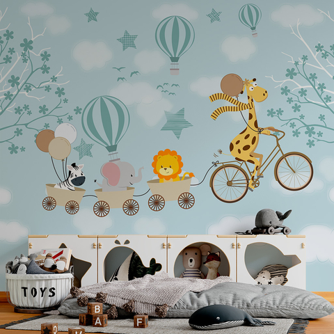Papel de Parede Foto Mural Animais Infantil Safari Circo Aquarela
