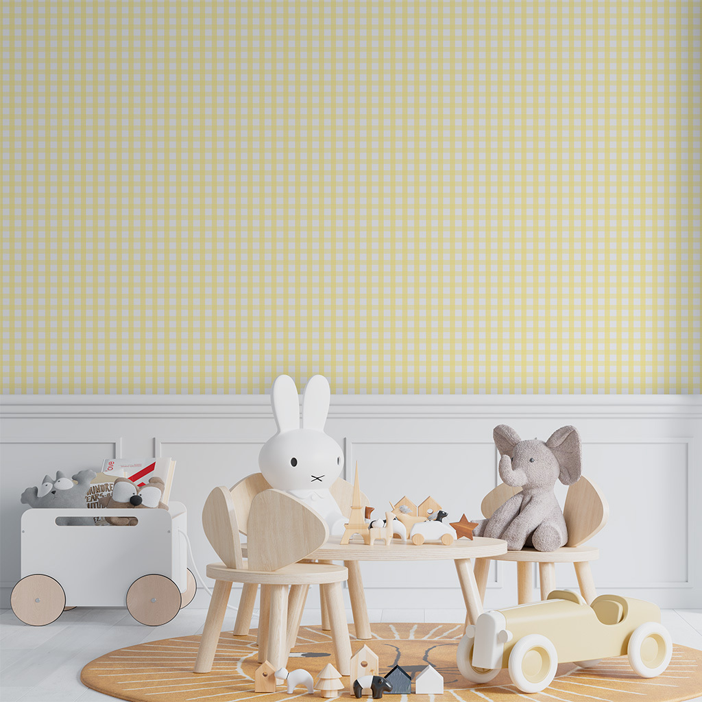 Papel de Parede Adesivo Xadrez Amarelo - STICKDECOR