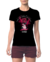 Camiseta Feminina Preta Trap com Beijo - Baby Look