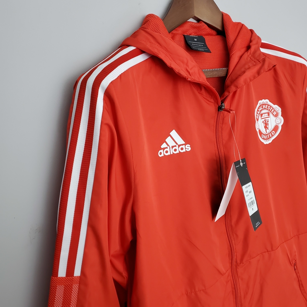 Jaqueta Corta Vento Manchester United 22 23 Adidas Vermelho