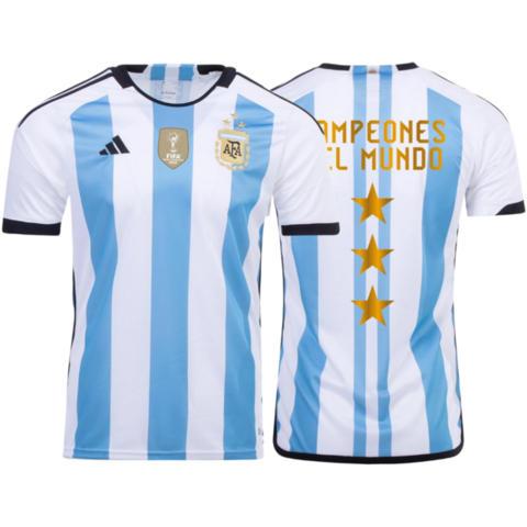 Camisa Seleção da Argentina Três Estrelas - Campeã 2022 Torcedor Adidas  Masculina - Azul e Branca