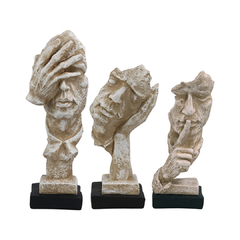Trio da Sabedoria Estatuetas Decorativas Peças em Gesso