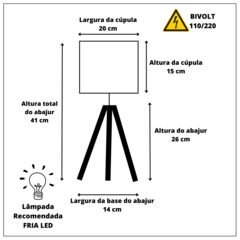 Kit 02 Abajur Quarto Tripé Madeira Pinus Cúpula Linho - Marina Decorações