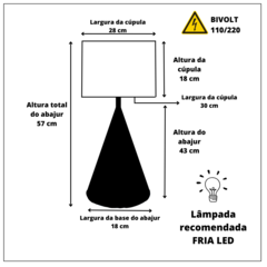 Kit 02 Abajur pra Sala Cone Preto em Alumínio na internet