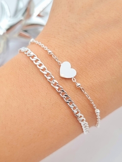 PULSERA DOBLE CADENA CON CORAZON/AB