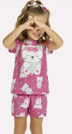 Pijama Gatinho Rosa