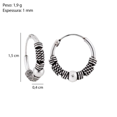 Argola Prata Bali Bolinha 14mm na internet