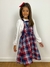Salopete vestido infantil xadrez flanela azul vermelho e branco na internet