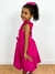 Vestido infantil de laise pink rosa bordado floral com barrado e babados e laços tam 1 a 8 anos Isabela