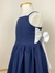 Vestido infantil menina alça azul marinho com cinto laço branco decote reto saia rodada Livia na internet