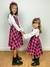 Salopete vestido infantil xadrez flanela pink e preto na internet