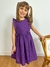 Vestido infantil de laise roxo bordado ramos com babados e laço Tam 6 meses a 6 anos Isabela