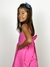 Vestido infantil menina alça rosa chiclete com cinto laço decote reto saia rodada Livia - loja online