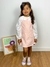 Vestido infantil trapézio veludo cotelê rosa claro - comprar online