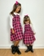 Imagem do Salopete vestido infantil xadrez flanela pink e preto
