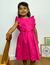 Vestido infantil menina regata rosa pink com babados e laço - Ticotô - Roupas infantis