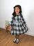 Vestido infantil menina manga longa xadrez branco e preto Eloah na internet