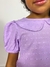 Blusa bata lilás gola boneca manga curta bordado pipoca bolinha - Ticotô - Roupas infantis