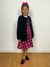 Salopete vestido infantil xadrez flanela pink e preto - Ticotô - Roupas infantis
