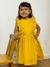 Vestido infantil menina amarelo mostarda com babados