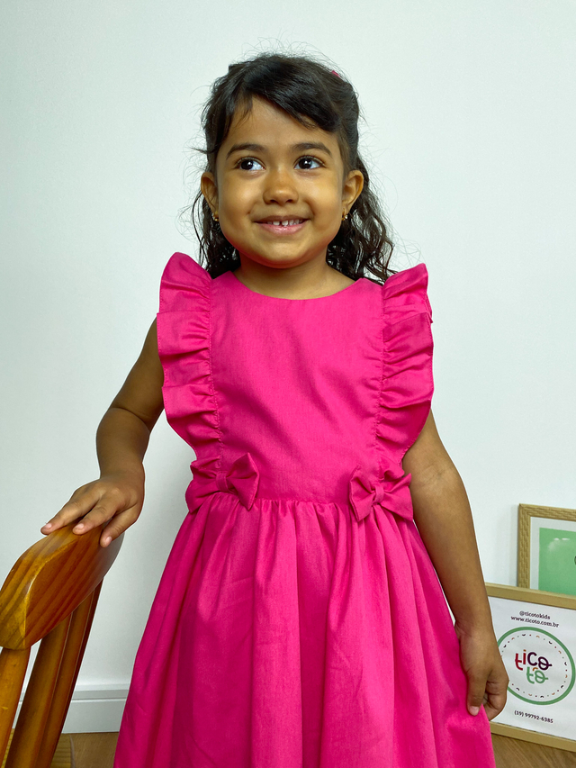 Vestido infantil vestido de princesa para meninas com laço e nó