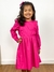 Vestido infantil menina manga longa pink com babados Cora