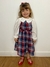 Salopete vestido infantil xadrez flanela azul vermelho e branco na internet