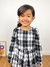 Vestido infantil menina manga longa xadrez branco e preto Eloah - loja online