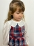 Salopete vestido infantil xadrez flanela azul vermelho e branco - loja online