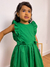 Vestido infantil menina regata verde com babados e laço Isabela
