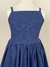 Vestido infantil menina alça azul marinho com cinto laço branco decote reto saia rodada Livia - comprar online