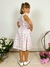 Vestido branco floral rosa babados - loja online