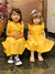 Vestido infantil menina amarelo mostarda com babados na internet