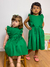Vestido infantil menina regata verde com babados e laço Isabela - Ticotô - Roupas infantis