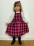 Salopete vestido infantil xadrez flanela pink e preto - loja online